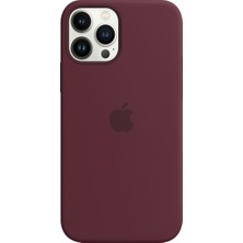 NFZ Apple iPhone 13 Pro Max Silikon Kılıf Logolu Lansman Kılıf- Bordo