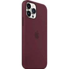 NFZ Apple iPhone 13 Pro Max Silikon Kılıf Logolu Lansman Kılıf- Bordo