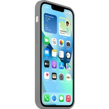 NFZ Apple iPhone 13 Pro Max Silikon Kılıf Logolu Lansman Kılıf-Koyugri