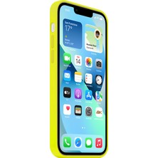 NFZ Apple iPhone 13 Pro Max Silikon Kılıf Logolu Lansman Kılıf- Sarı