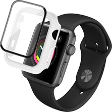 Imak Darbeye Pc Koruyucu Kılıf ile Temperli Cam Filmi ile Apple Watch Uyumlu Serisi 3 2 1 38MM Beyaz (Yurt Dışından)