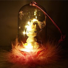 Arya Gift Unicorn LED Işıklı Fanus Peluş Tabanlı Pilli Masa Lambası Pembe