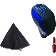 Moda Citroen C-Elysee Deri Kaplama Mavi Spor Vites Topuzu ve Körüğü