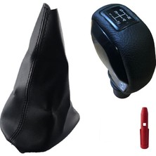 Moda Peugeot 307 Deri Kaplama Siyah Spor Vites Topuzu ve Körüğü