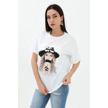 Vapur Bisiklet Yaka Kovboy Şapkalı Süprem T-Shirt - Beyaz