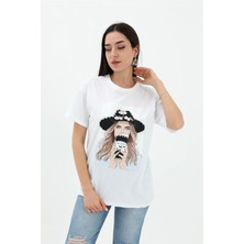 Vapur Bisiklet Yaka Kovboy Şapkalı Süprem T-Shirt - Beyaz