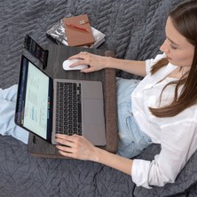 Vigo Wood Minderli Laptop Sehpası 15.6" ve 17.3" Taşınabilir Notebook, Tablet ve Telefon Bölmeli Masa
