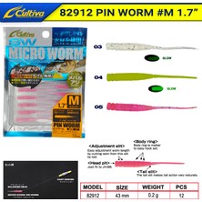 Owner 82912 Pin Worm #m <1.7inch> Lrf Silikonu 4.3 cm