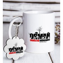 BK Kişiye Özel Mesleki Orman Endüstri Mühendisi Beyaz Kupa ve Anahtarlık Hediye Seti