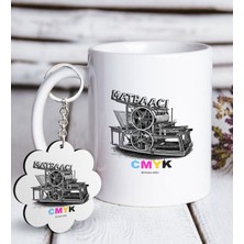 BK Kişiye Özel Mesleki Matbaacı Beyaz Kupa ve Anahtarlık Hediye Seti