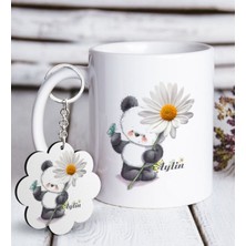 BK Kişiye Özel Papatya Tasarımlı Beyaz Kupa ve Anahtarlık Hediye Seti-9