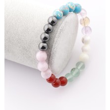 Alibaba Doğaltaş Kova Burcu Taşlarından Oluşan Doğal Taş Bileklik 8 mm Küre Kesim - Burç Bilekliği