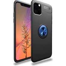 Nevarium Apple iPhone 11 Kılıf Yüzüklü Silikon Range - Siyah-Mavi