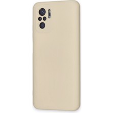 Nevarium Xiaomi Redmi Note 10 Kılıf Lansman Içi Kadife Nano Silikon - Bej