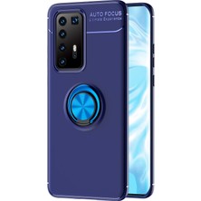 Nevarium Huawei P40 Pro Kılıf Yüzüklü Silikon Range - Mavi