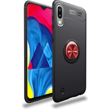 Nevarium Samsung Galaxy A10 Kılıf Yüzüklü Silikon Range - Siyah-Kırmızı