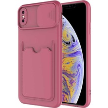 Nevarium Apple iPhone Xs 5.8 Kılıf Kartvizitli Lens Sürgülü Silikon Kartix