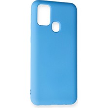 Nevarium Samsung Galaxy M21 Kılıf Lansman Içi Kadife Nano Silikon - Mavi