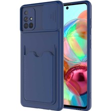 Nevarium Samsung Galaxy A51 Kılıf Kartvizitli Lens Sürgülü Silikon Kartix