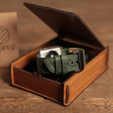 Vagave Apple Watch Deri Kordon 42MM 44MM 45MM 49MM 3 / 4 / 5 / 6 / Se / 7 / 8 / 9 Ultra / Ultra 2 Deri Kordon Yeşil Deri Apple Watch Kayış