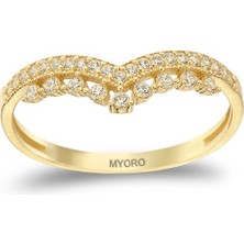 MYOROGOLD 14 Ayar Mini Taşlı Eklem Fantezi Yüzük