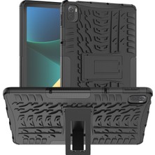 LRtools Lastik Modeli Sert Sağlam Koşu Koşu Sert Pc Yumuşak Tpu Hibrit Kickstand Kapak Xiaomi Pad 5 / Pad 5 Pro - Siyah (Yurt Dışından)