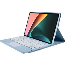 LRtools Xiaomi Pad İçin 5/5 Pro Square Cap Touchpad Kablosuz Bluetooth Klavye + Stand Deri Tablet Kılıfı - Mavi (Yurt Dışından)