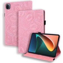 LRtools Çiçek Deseni Baskı Standı Tasarım Anti -Fall Deri Tablet Kapak Xiaomi Pad İçin Kart Yuvalı 5/5 Pro - Pembe (Yurt Dışından)