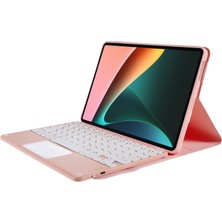 LRtools Xiaomi Pad İçin 5/5 Pro Square Cap Touchpad Kablosuz Bluetooth Klavye + Stand Deri Tablet Kılıfı - Pembe (Yurt Dışından)