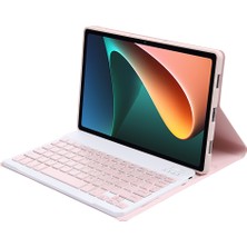 LRtools Xiaomi Pad 5/5 Pro - Pink İçin Bluetooth Klavye ile AN05 Ultra Ince Tpu Çerçeve + Deri Stand Kılıfı (Yurt Dışından)