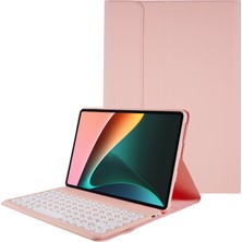 LRtools Xiaomi Pad İçin 5/5 Pro Yuvarlak Kapak Kablosuz Bluetooth Klavye + Stand Tasarım Pu Deri Tablet Kılıf - Pembe (Yurt Dışından)