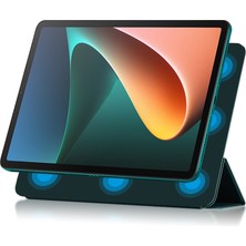 LRtools Tam Vücut Koruması Ultra Ince Güçlü Manyetik Üçlü Üçlü Stand Kapak Kılıfı Xiaomi Pad 5 / Pad 5 Pro - Yeşil (Yurt Dışından)