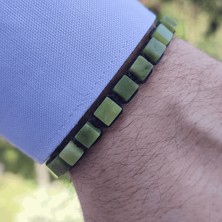 Clays Jewellery Yeşim Taşı Küp Kesim Makrome Bileklik