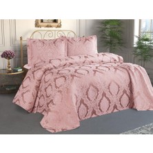 Çeyiz Diyarı Şulem Jakarlı Şönil Tek Kişilik Yatak Örtüsü Pudra