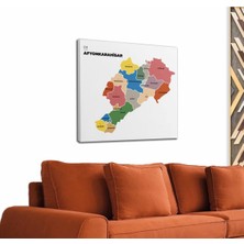 Dünyatablo Afyonkarahisar  Ili ve Ilçeler Haritası  Dekoratif Kanvas Tablo 1253