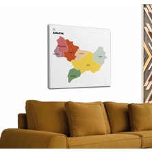 Dünyatablo Amasya  Ili ve Ilçeler Haritası  Dekoratif Kanvas Tablo 1262