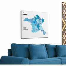 Dünyatablo Ankara  Ili ve Ilçeler Haritası  Dekoratif Kanvas Tablo 1264