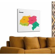 Dünyatablo Hakkari  Ili ve Ilçeler Haritası  Dekoratif Kanvas Tablo 1351