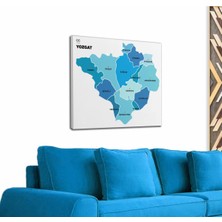 Dünyatablo Yozgat Ili ve Ilçeler Haritası  Dekoratif Kanvas Tablo 1486