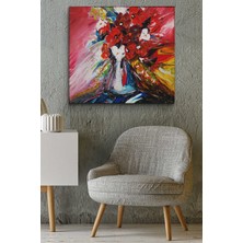 Dünyatablo Vazo Içindeki Çiçekler Yağlıboya Görünüm Dekoratif Kanvas Duvar Tablo