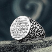 Takılingo 925 Ayar Gümüş Ayet-El Kursi Yazılı Dualı Erkek Yüzük