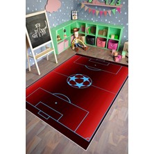 10 Post Online Çocuk Halısı Figürlü Mavi Saha Bordo Kaydırmaz Kesme Yıkanabilir Ince Halı