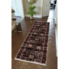 10 Post Online Yolluk Otantik Siyah Kaymaz Kesme Yıkanabilir Ince Dijital Baskı Koridor Halısı