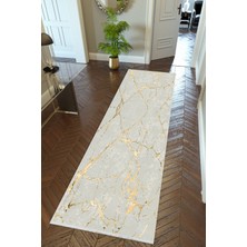 10 Post Online Yolluk Taş Mermer Gold Gri Altın Kaymaz Kesme Yıkanabilir Ince Dijital Baskı Koridor Halısı