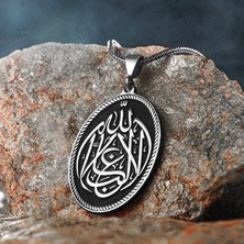 Takılingo 925 Ayar Gümüş Oval La Galibe Illallah Yazılı Kolye
