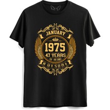 Alfa Tshirt Vintage Gold Awesome Series January 1975 Siyah Tshirt