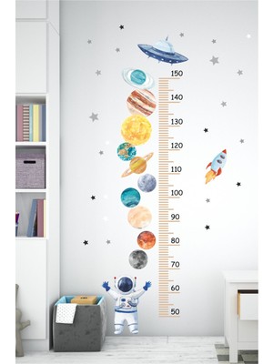 Piksel Grafik Gezegenler Boy Ölçer Çocuk Odası Duvar Sticker
