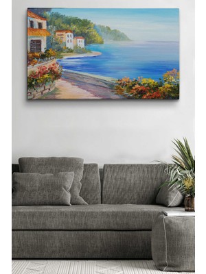 Dünyatablo Deniz Manzarası Yağlıboya Görünüm Dekoratif Kanvas Duvar Tablosu