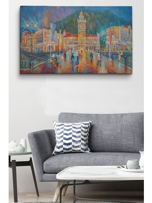 Dünyatablo Yağmurlu Bir Akşam Yağlıboya Görünüm Dekoratif Kanvas Duvar Tablosu