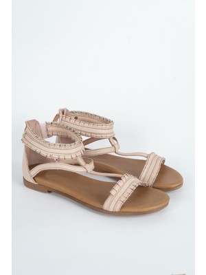 Mushoes Pudra Hakiki Deri Sandalet 128-22